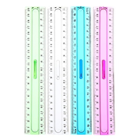 Ruler with a holder of 20 cm, transparent-3