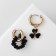 Earrings with the removable element "Transformer" Clover-heart, black color in gold