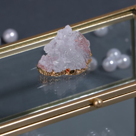 Organizer for storage "Mountains", with a lid, glass, with a mirror -bottom, 1 section, 14.5 × 8.5 × 6 cm, the color is transparent/copper-7