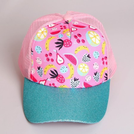 Baby cap for a girl with a grid Fruit, rr. 52-54 cm-4