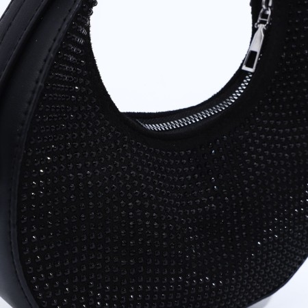 Bag-baget with zipper, black/black rhinestones-3