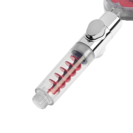 Shower watering can Zein Z4088, microdants, button "stop", fan, spiral, red/chrome-4