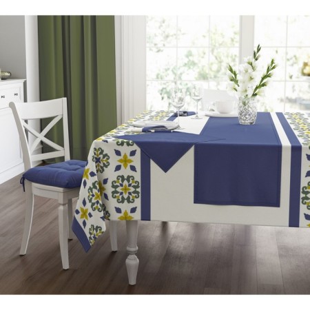 Mayolika tablecloth, size 140x220 cm, blue color