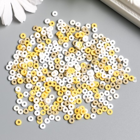 Beads for PVC creativity "Rings of white-yellow" set ≈ 330 pcs 0.1x0.4x0.4 cm