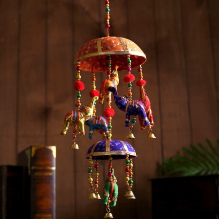 Interior suspension with bells "Elephants" 15x15x41 cm mix-3