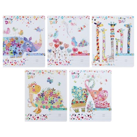 Notebook 24 sheets in a "Happy Day" cage, covered cardboard, foil, mix