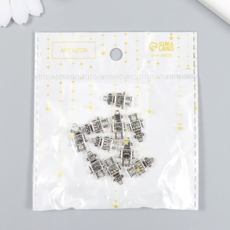 Decor for creativity Metal "Robot" set 10 pcs silver 1.1x1.8 cm-3
