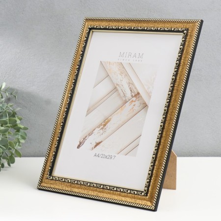 Photo frame Plastic "Mira" 21x29.7 cm, (A4) gold (plastic screen)-3