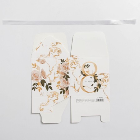 Gift folding box, packaging, “March 8, gold”, 12 x 12 x 12 cm-5