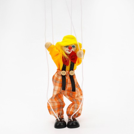 Dergunchik-Marionet on the strings "Clown in the Hat", Mix Colors-10
