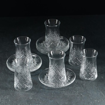 Glass tea set, 12 items: 6 glasses 160 ml, 6 saucer d = 12.3 cm