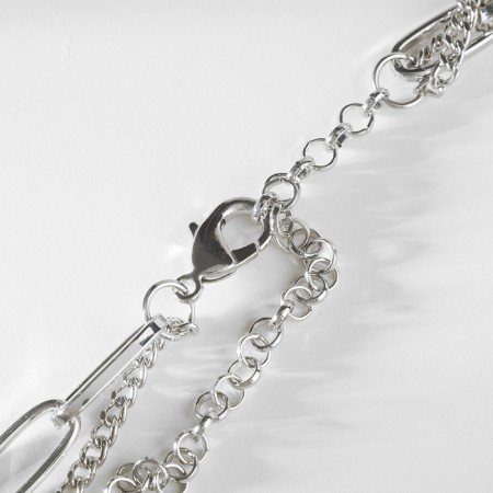 Pens "chain" links, 2 threads, color silver, 43 cm-2