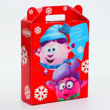 New Year. Gift box New Year's gift "Smeshariki" License 16.8 x 6.8 x 20, 9 cm (+3.9 cm).-2