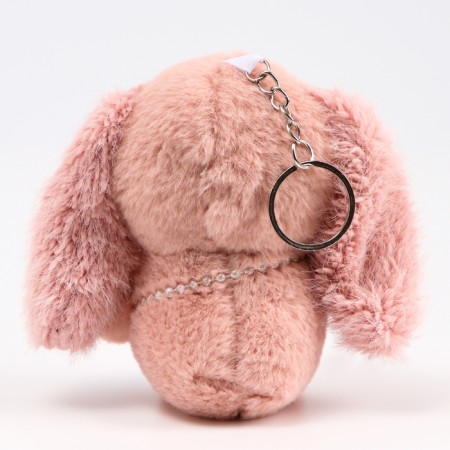 Soft toy "Bunny" on a key fob, 11 cm, dark pink color-2