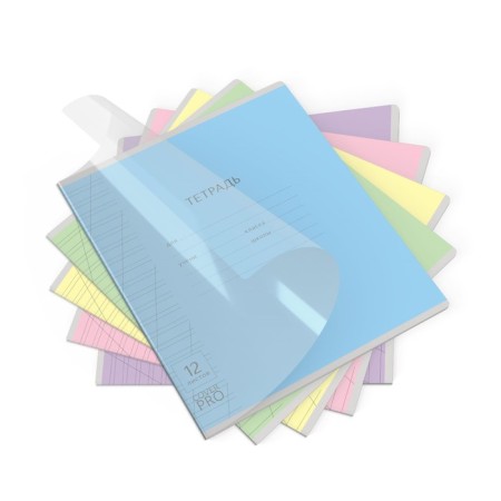 Notebook 12 sheets in the slanting line of Erichkrause CoverPro classic, plastic cover, offset block, mix