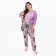 Female pants with print, white/pink color, size 54