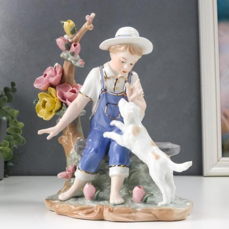 Souvenir Ceramics "Boy with a dog" 25x13x19.5 cm-1