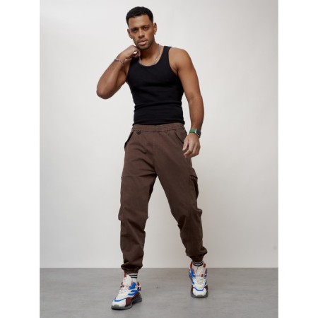 Cargo jeans men, size 56, brown color-1