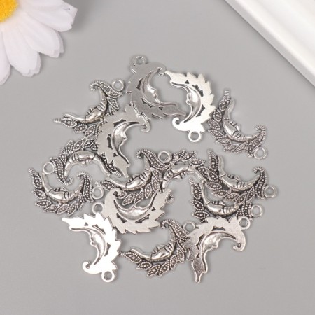 Decor for creativity Metal "Patterned month" silver 2.6x1.5 cm-2