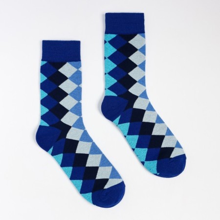 Socks "rhombuses", blue color, size 27-29