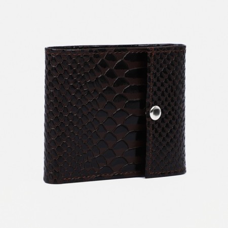 Women's wallet on the button, brown color