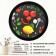 Wall watches, D-28 cm, kitchen "vegetables on a black background", silent