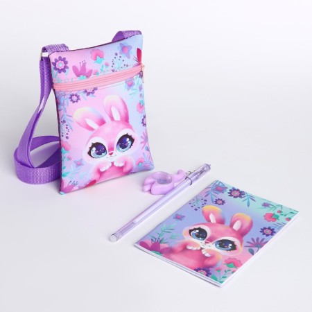 Gift set for the girl "Beautiful Bunny", bag, pen, notebook-1