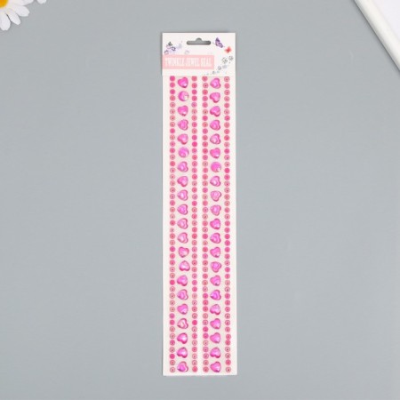 Sticker of rhinestones plastic "Hearts with microbiser" MIX 31.5x6.7 cm-1