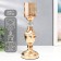 Summary metal, glass per 1 candle "Titsino" D-6 cm, gold 11.5x11.5x38 cm