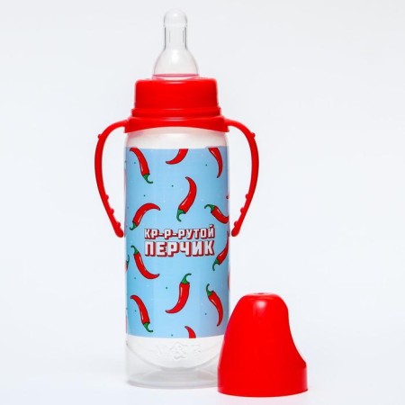 A bottle of feeding “Cool pepper”, classic throat, 250 ml., 0 months, cylinder, with handles-3