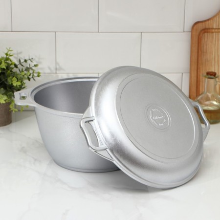 Cauldron, 4 liters, scouring cover, cast handles, silver color-3