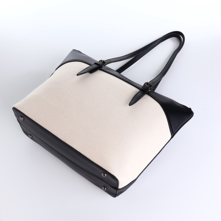 David Jones zipper bag, external pocket, beige/black-7