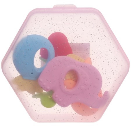 A set of silicone teeters "berry", with a rattle, 4 pcs., In the case, crumb I-3