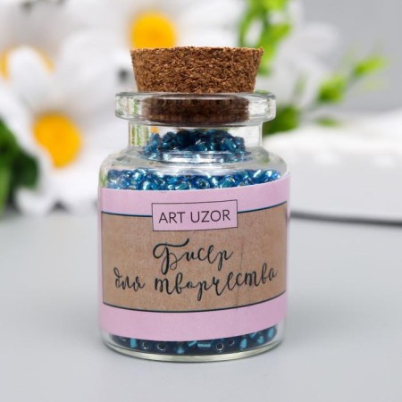 12/0 round beads in the bottle "Blue" transparent-color 20 g