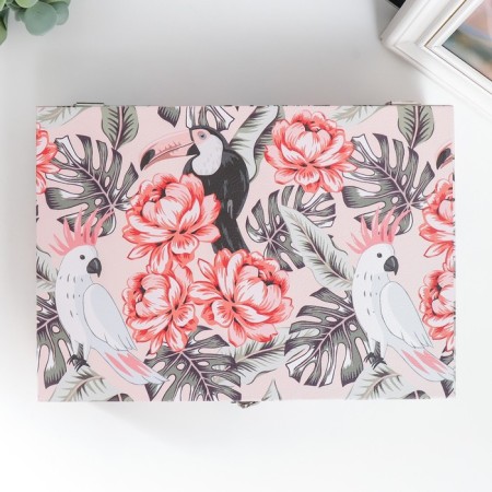 Casket tree "Caches and a cupboard in flower jungle" leatherette 5.5x24x17 cm-3