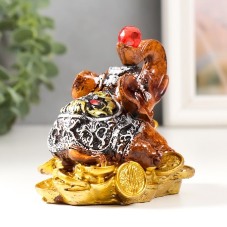 Polystone souvenir "Elephant with ruby ​​on coins" 8x6.5x8.5 cm-1