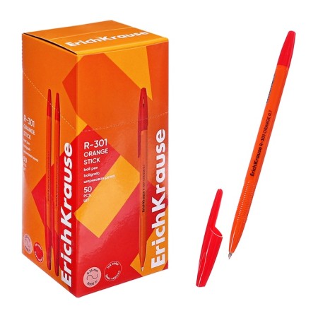 Ballic handle Erichkrause R-301 Orange Stick, node 0.7 mm, ink red, letter line 2000 meters, barcode on the handle-8