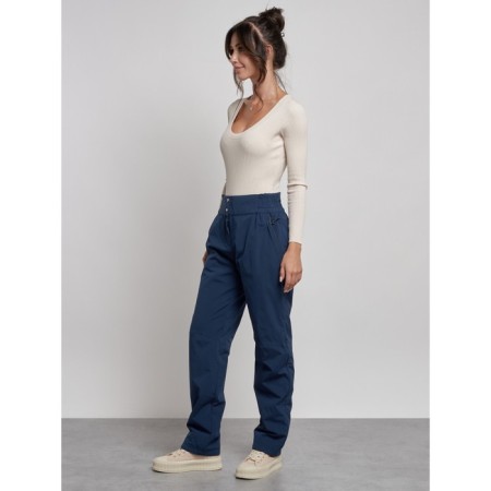 Warmed female trousers, size 48, dark blue color-14