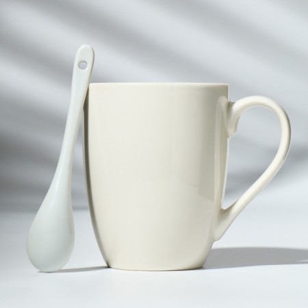 Ceramic mug with a spoon of "fairy -tale New Year", 310 ml, white color-4