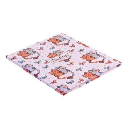Diary for grades 1-4, "cute kittens. Pattern", solid cover 7BC, matte lamination, glitter (sparkles), 48 sheets-1