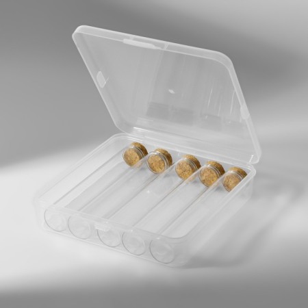 A set of jars for storing beads, d = 2.2 × 12 cm, 5 pcs, in a container, 13.5 × 13.5 × 3.5 cm-5