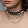 Choker "Temptation" Spikes and Chains, black color in silver, 40 cm