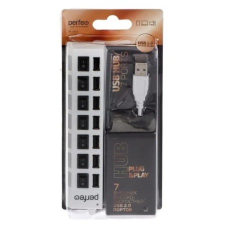 USB bias (Hub) Perfeo PF-H033, 7 ports, USB 2.0, white-4
