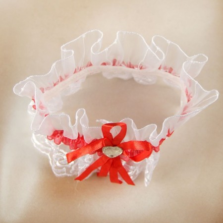 Garter for the bride "Elites", white-red-2