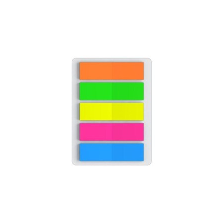 Plastic tabs 12 x 44 mm Erichkrause Neon, 5 colors of 20 sheets, with adhesive edge-1