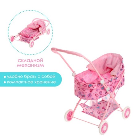 A stroller for dolls with a basket, universal, metal frame-1