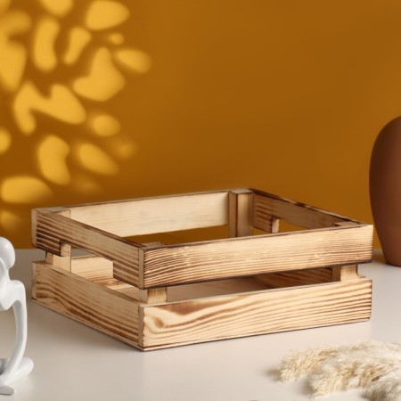 Kashpo wooden double -rideous, firing 25x22x9 cm natural