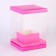 Box for flowers with a vase and PVC windows are folding, 16 x 23 x 16 cm, plain, pink