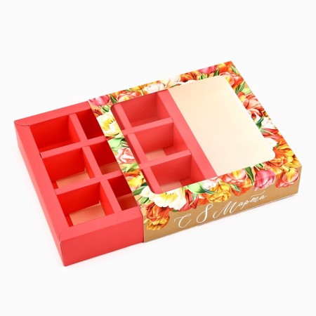 Box for 9 sweets with cells “March 8” 14.5 x 14.5 x 3.5 cm-3