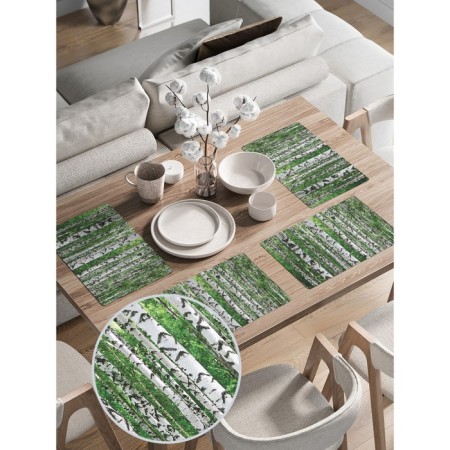 A set of napkins for setting the Birch Forest table, rectangular, rounded edges, size 30x46 cm, 4 pcs-1